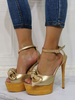 Sandales sexy pour femme en cuir PU or clair bout ouvert talon aiguille sandales à talons sexy