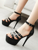Sandales sexy pour femme en cuir Synthétique bout rond chaussures sexy