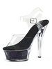 Sandales sexy pour femme en cuir Synthétique noir bout rond plateforme transparente sandales sexy