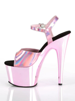 Sandales sexy pour femme en cuir Synthétique rose plate-forme à bout rond Sandales sexy