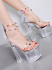 Sandales sexy pour femme en cuir Synthétique transparent Sandales plates-formes à bout carré
