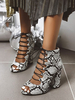 Sandales sexy pour femme léopard Synthétique cuir bout rond chaussures sexy
