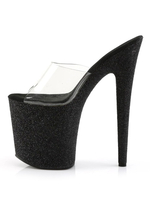 Sandales Sexy Pour Femme Noir Synthétique En Cuir Peep Toe 3.9 "Boucle 7.9" Chaussures Sexy
