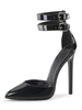 Sandales sexy pour femme noire en cuir Synthétique bout pointu Paillettes boucle cheville Chaussures sexy