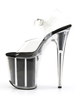Sandales sexy pour femme noire en cuir Synthétique Peep Toe transparent Plate-forme Sandales sexy