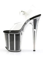 Sandales sexy pour femme noire en cuir Synthétique Peep Toe transparent Plate-forme Sandales sexy