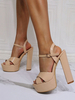 Sandales sexy pour femme nue verni PU haut bout ouvert talon épais Sky sandales à talons hauts