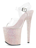 Sandales sexy pour femme rose en cuir Synthétique Peep Toe Sequin transparent Sandales sexy