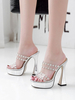 Sandales sexy pour femme sandales sexy en cuir Synthétique argenté à bout ouvert