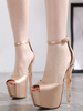 Sandales Sexy Pour Femme Talon Haut Blond Synthétique En Cuir Peep Toe Cheville Strap Platform Sandales Sexy