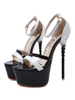 Sandales Sexy pour femmes Black Open Toe Color Block 6.3 "Chaussures Sexy