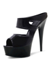 Sandales sexy pour femmes en cuir PU noir à bout ouvert; talon conique; mules à talons hauts