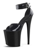 Sandales sexy pour femmes en cuir PU noir bout ouvert talon aiguille ciel talon haut bride à la cheville talons
