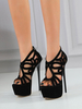 Sandales sexy pour femmes en cuir suédé noir à bout ouvert 2.4 "6.3" chaussures sexy