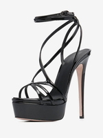 Sandales sexy pour femmes sandales noires à plateforme et à bout ouvert à lanières et à talons hauts