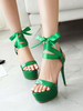 Sandales sexy verte en PU plateforme talon aiguille à lacets Chaussures sexy