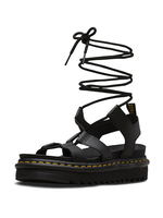 Sandales spartiates en cuir PU noir à bout rond pour femmes