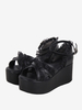 Sandales Sweet Lolita en dentelle et bout ouvert en cuir PU chaussures dété noires Lolita