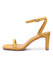 Sandales Talon Talon Chunky Jaune Bout Carré En Microfibre Bride À La Cheville