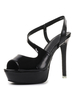Sandales Talons Hautes Aiguilles avec Plateforme Sexy à Lacets à Cuir Synthétique Vernis avec Bout Ouvert Unicolore Sexy