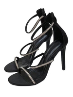 Sandales Talons Hautes Aiguilles en Paillettes Femmes à Cuir Synthétique Avec Bout Ouvert Bicolores Sexy