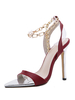 Sandales Talons Hautes Aiguilles Femmes à Cuir Synthétique Avec Bout Ouvert avec Boucles Métals Bicolores Sexy