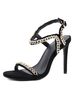 Sandales Talons Hautes Aiguilles Femmes à Cuir Synthétique Cousu avec Métals Avec Bout Ouvert avec Boucles Bicolores Sexy