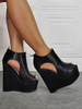 Sandales Talons Hautes Sexy avec Plateforme Femmes à Cuir Synthétique en Crôute avec Bout Ouvert Unicolore avec Boucles Chaussures Talons Hautes Sexy