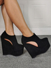 Sandales Talons Hautes Sexy avec Plateforme Femmes à Cuir Synthétique en Crôute avec Bout Rond Unicolore avec Boucles Chaussures Talons Hautes Sexy