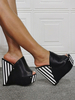 Sandales Talons Hautes Sexy avec Plateforme Femmes à Cuir Synthétique Vernis avec Bout Ouvert Imprimés Bicolores Pantoufles Chaussures Talons Hautes Sexy