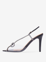 Sandales Talons Hauts Aiguille Avec Strass Nœud À Bride Sexy Chaussures De Soirée Femme