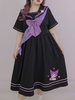 Sanrio autorisé grande taille douce Lolita OP robe col marin manches courtes arcs"idien décontracté robe une pièce Lolita kuromi