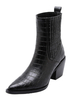 Santiags pour Femmes Bottines imprimé crocodile à bout pointu talon épais