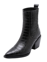Santiags pour Femmes Bottines imprimé crocodile à bout pointu talon épais