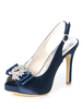 Satin chaussures de chaussures marine peep toe strass bow bowling chaussures de mariage