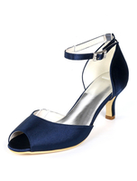 Satin Chaussures Invité De Mariage Peep Toe Plus La Taille Chaton Talon Mère De La Mariée Chaussures