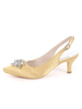 Satin Mère Chaussures Encre Bleu Pointu Orteil Strass Slingbacks Chaton Talon Mariage Invité Chaussures