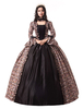 Satin Retro Costumes Noir Or Ruffle Bow Déguisements Halloween Epoque Victorienne Style Robe Femmes Vêtements Vintage