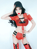 Séduisant costume de danse jazz en fibre polyester en polyester rouge Jazz color-block Déguisements Halloween