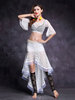 Séduisant costume de danse orientale en dentelle en fibre polyester unicolore Danseuse orientale coupe asymétrique Performance Déguisements Halloween