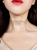Sequin Choker Collier Glitter Scintillant Or Choker Bijoux