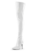 Sexy Bottes À Talons Hauts Bout Pointu Zipper Paillettes Talon Aiguille Rave Club Blanc Cuissardes Bottes