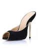 Sexy noir mules en suédé avec bout ouvert et talons d