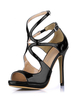 Sexy noir sandales en Synthétique de forme rubans enroulés floral
