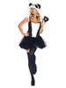 Sexy Panda Costume Carnaval Déguisements Halloween Womens Black Faux Fur Jumper Avec Chaussures Et Chapeau Déguisements Halloween