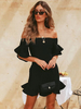 Sexy Robe Moulante 2021 Noir Robe Mini Plissée Hors De L