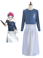 Shokugeki no Soma Shokugeki no Soma en coton mélangé T-shirt Ensemble Animé japonaise bleue Déguisements Halloween