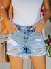 Short en Denim Déchiré Coupe Cintrée à Zip avec Bouton avec Poches Bicolores Short Sexy