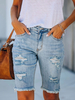 Short en Denim Déchiré Coupe Cintrée à Zip avec Bouton avec Poches Bicolores Short Sexy