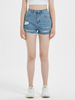 Short en Denim Déchiré Coupe Cintrée à Zip avec Bouton avec Poches Unicolore Short Eté